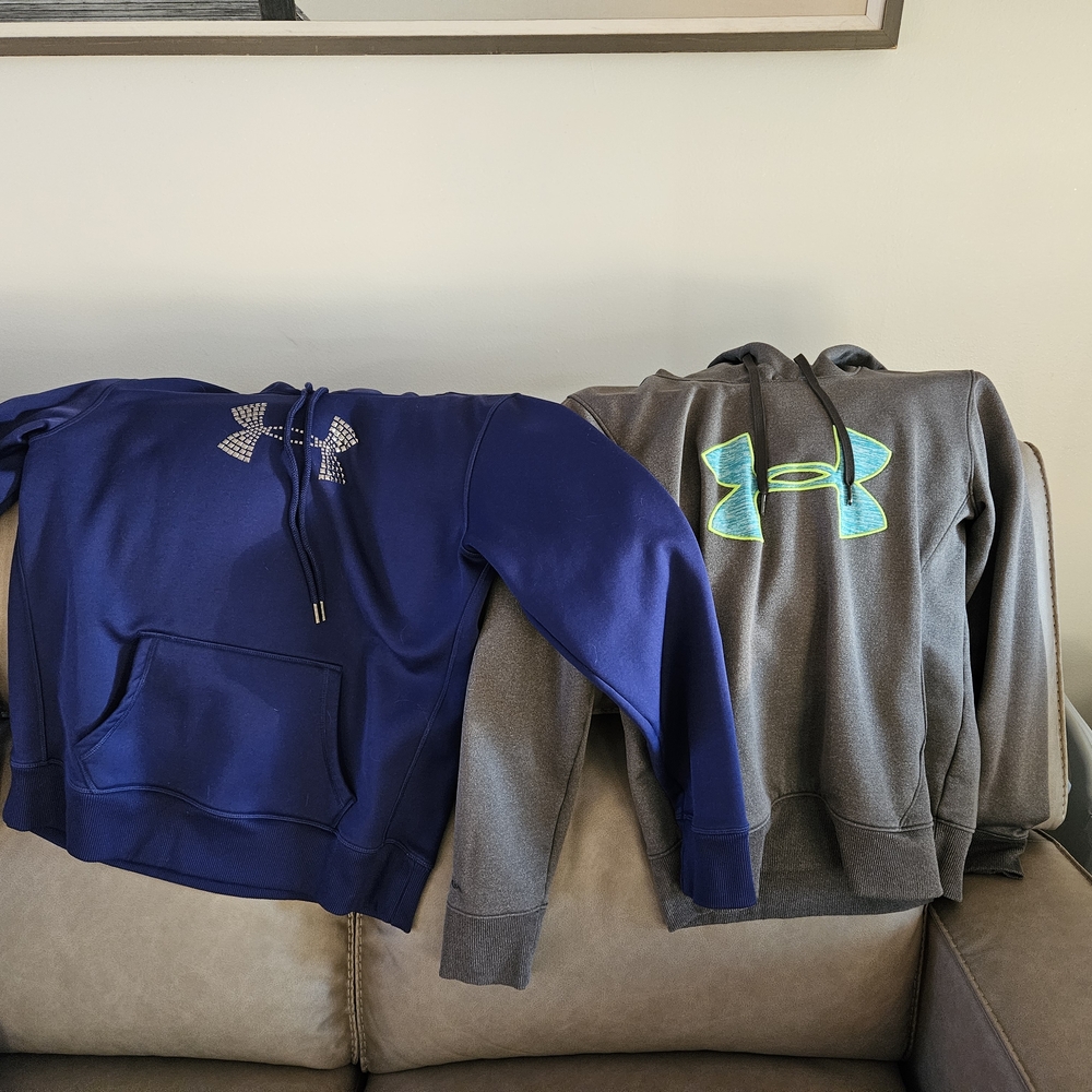 Under Armour Purple and Gray Hoodies